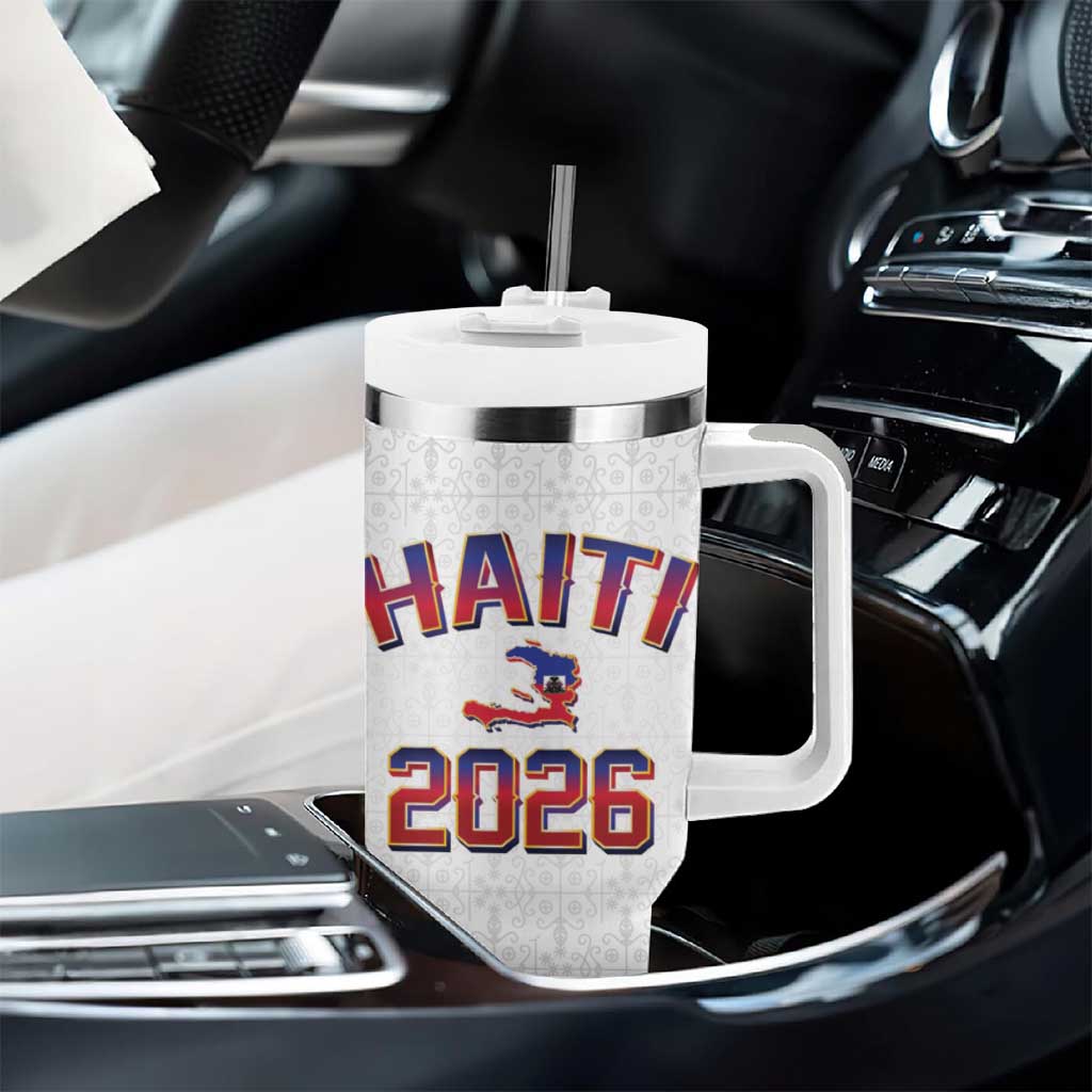Afro-Haitians World Football 2026 Tumbler With Handle Haiti est de Retour White Voodoo Veve Spirits - African Pride