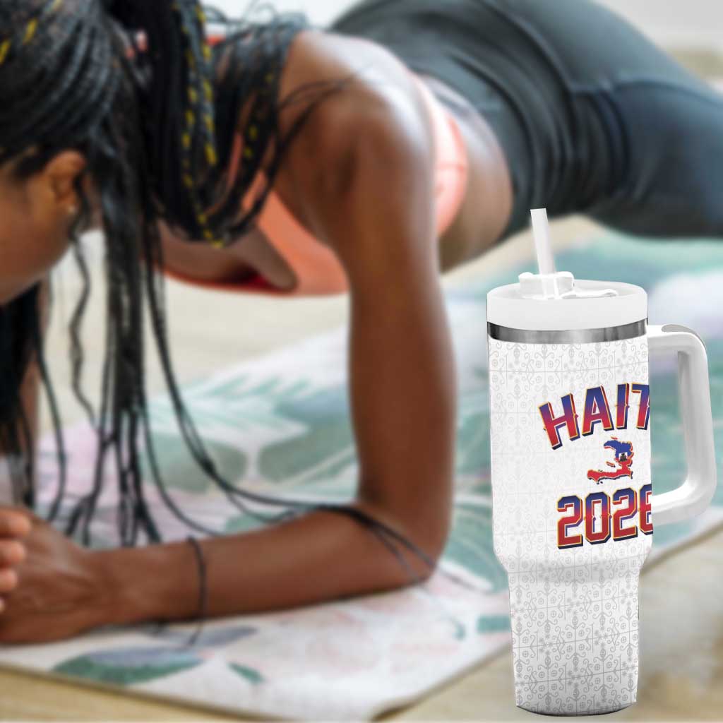 Afro-Haitians World Football 2026 Tumbler With Handle Haiti est de Retour White Voodoo Veve Spirits - African Pride