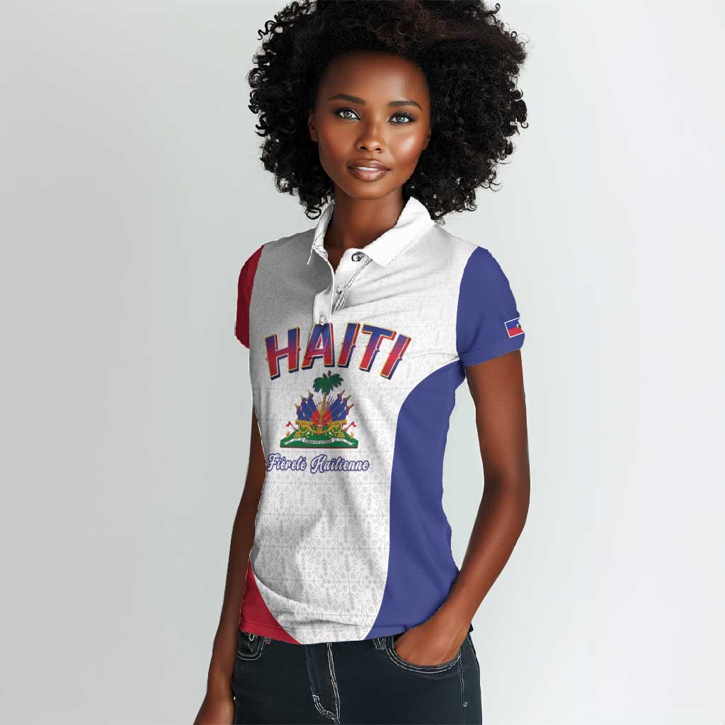 Afro-Haitians World Football 2026 Women Polo Shirt Haiti est de Retour White Voodoo Veve Spirits - African Pride