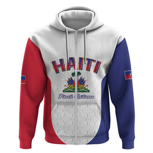 Afro-Haitians World Football 2026 Zip Hoodie Haiti est de Retour White Voodoo Veve Spirits - African Pride
