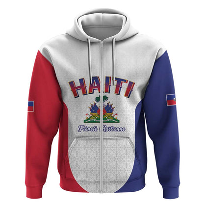 Afro-Haitians World Football 2026 Zip Hoodie Haiti est de Retour White Voodoo Veve Spirits - African Pride