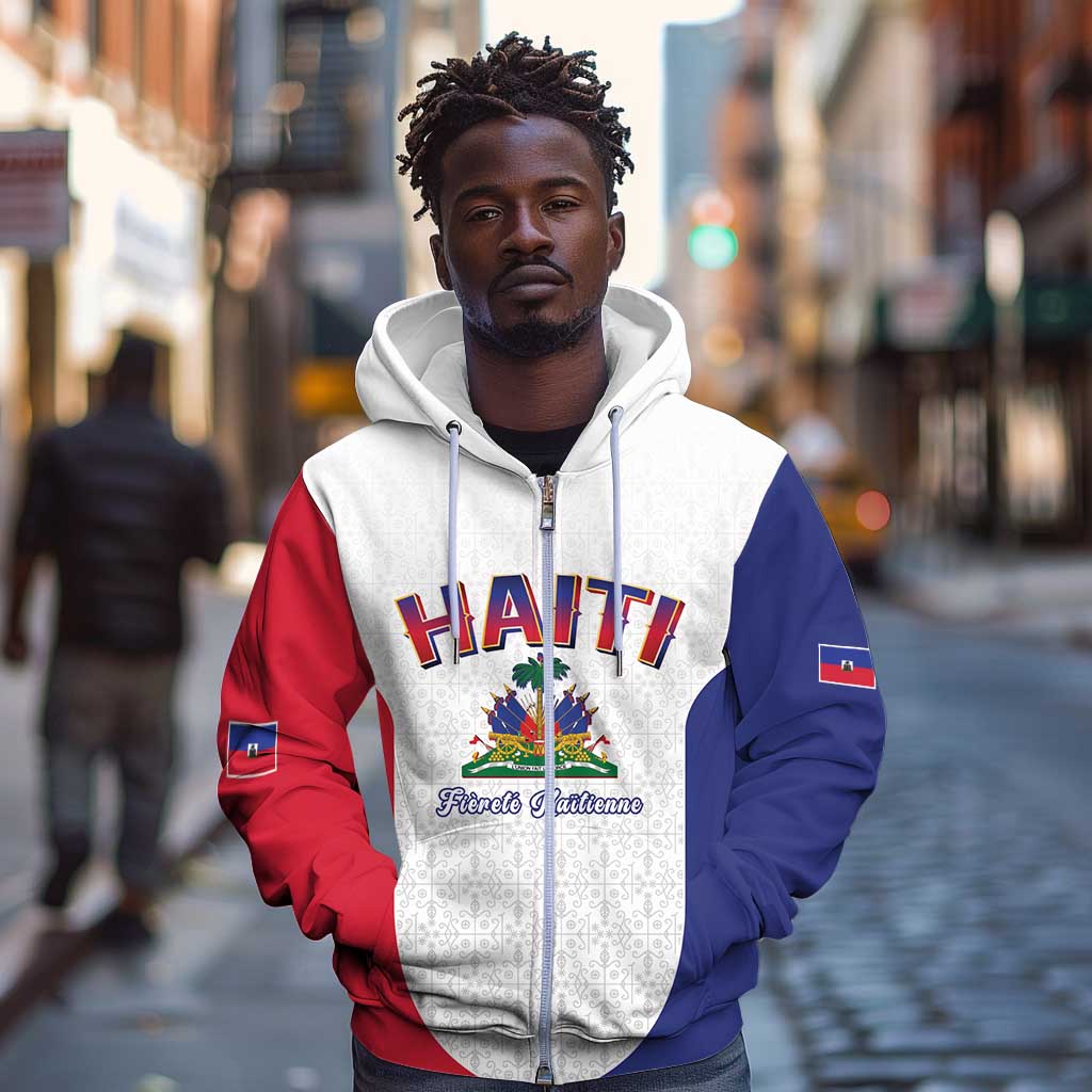 Afro-Haitians World Football 2026 Zip Hoodie Haiti est de Retour White Voodoo Veve Spirits - African Pride