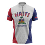 Afro-Haitians World Football 2026 Zipper Polo Shirt Haiti est de Retour White Voodoo Veve Spirits