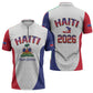 Afro-Haitians World Football 2026 Zipper Polo Shirt Haiti est de Retour White Voodoo Veve Spirits