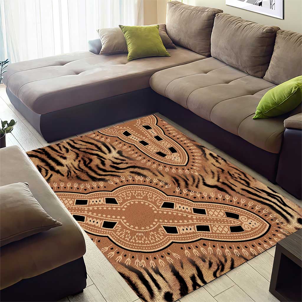 Afro Tiger Mix Dashiki Tribal Pattern Area Rug