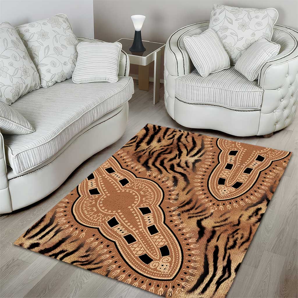 Afro Tiger Mix Dashiki Tribal Pattern Area Rug