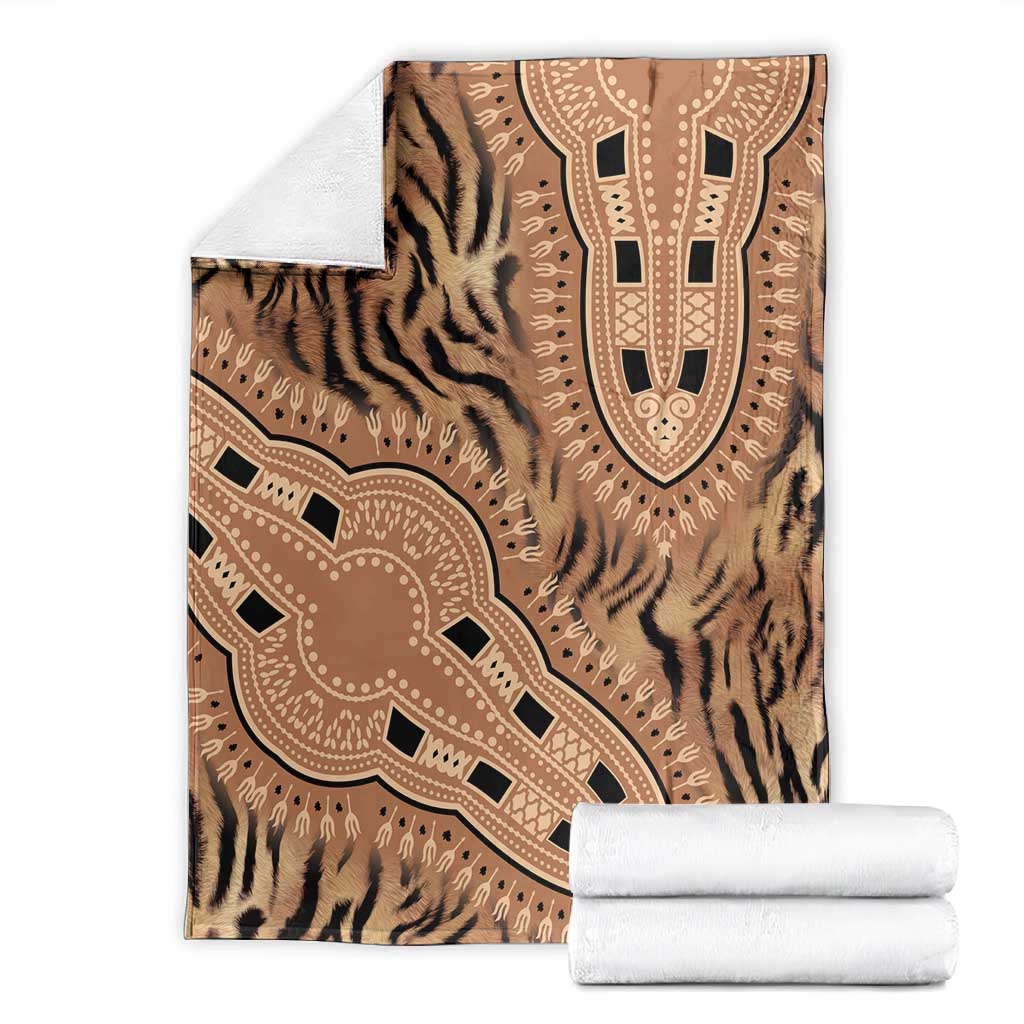 Afro Tiger Mix Dashiki Tribal Pattern Blanket