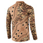 Africa Tiger Mix Dashiki Tribal Pattern Button Sweatshirt