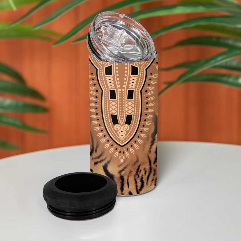 Afro Tiger Mix Dashiki Tribal Pattern 4 in 1 Can Cooler Tumbler