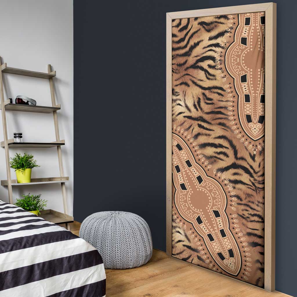 Africa Tiger Mix Dashiki Tribal Pattern Door Cover