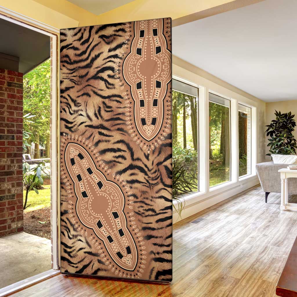 Africa Tiger Mix Dashiki Tribal Pattern Door Cover