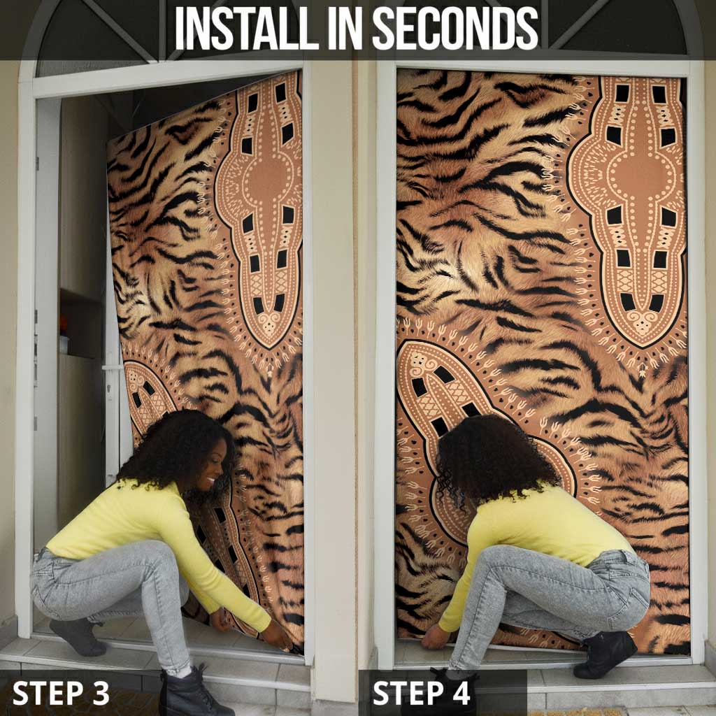 Africa Tiger Mix Dashiki Tribal Pattern Door Cover