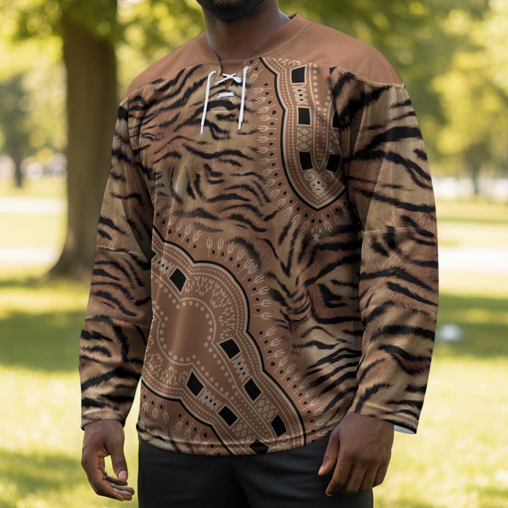 Africa Tiger Mix Dashiki Tribal Pattern Hockey Jersey