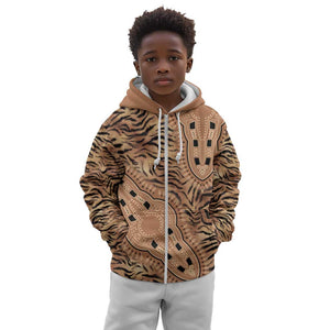 Afro Tiger Mix Dashiki Tribal Pattern Kid Hoodie