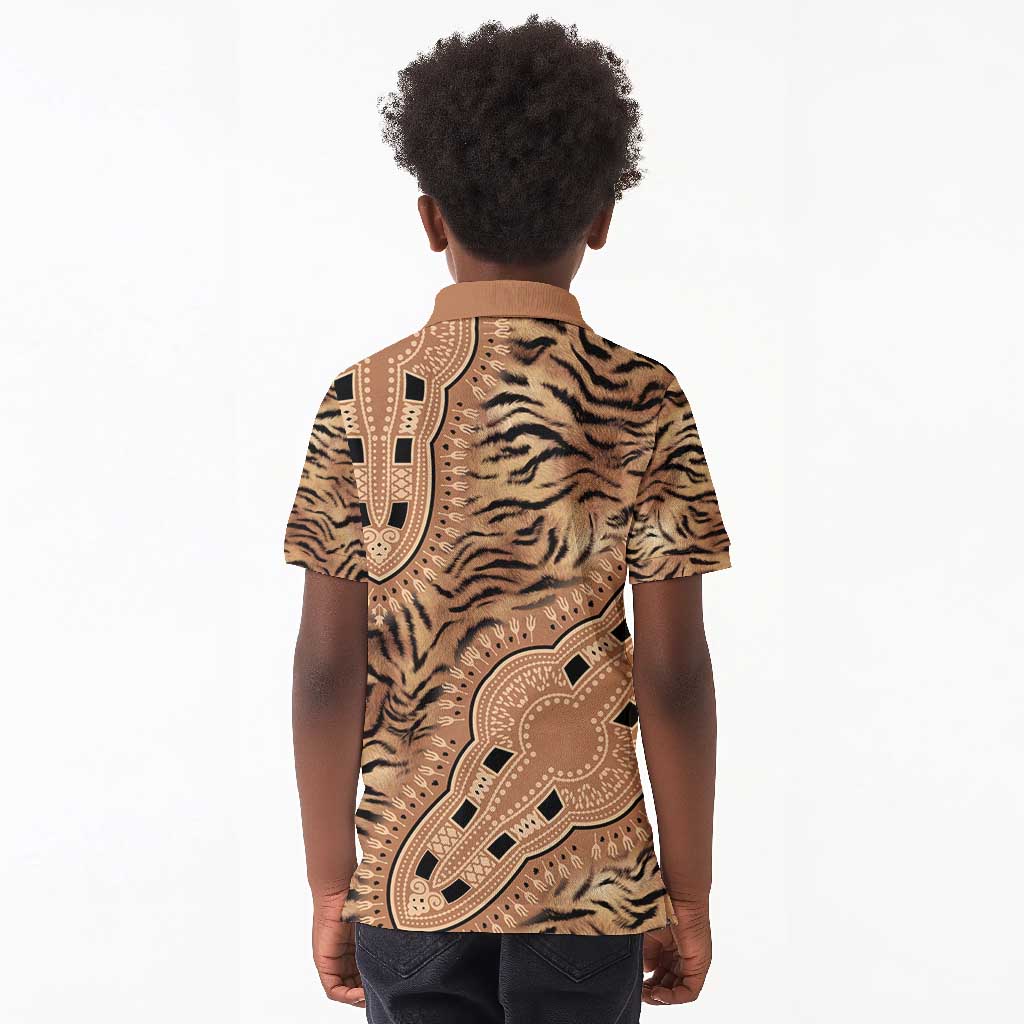Afro Tiger Mix Dashiki Tribal Pattern Kid Polo Shirt