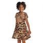 Afro Tiger Mix Dashiki Tribal Pattern Kid Short Sleeve Dress