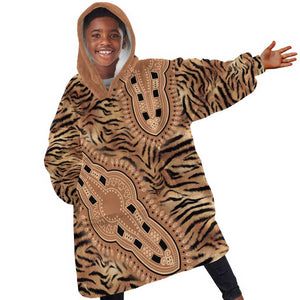 Afro Tiger Mix Dashiki Tribal Pattern KId Wearable Blanket Hoodie