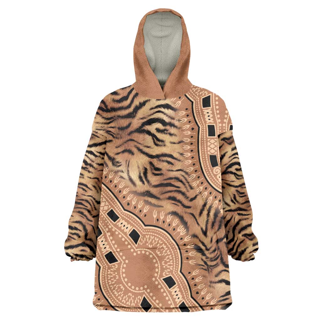 Afro Tiger Mix Dashiki Tribal Pattern KId Wearable Blanket Hoodie