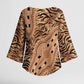 Africa Tiger Mix Dashiki Tribal Pattern Kimono Sleeve Blouse