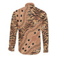 Afro Tiger Mix Dashiki Tribal Pattern Long Sleeve Button Shirt