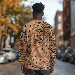 Afro Tiger Mix Dashiki Tribal Pattern Long Sleeve Shirt LT9
