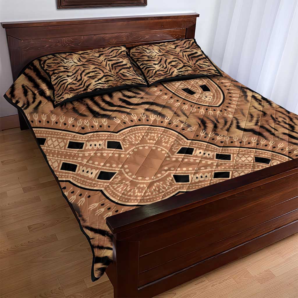 Afro Tiger Mix Dashiki Tribal Pattern Quilt Bed Set