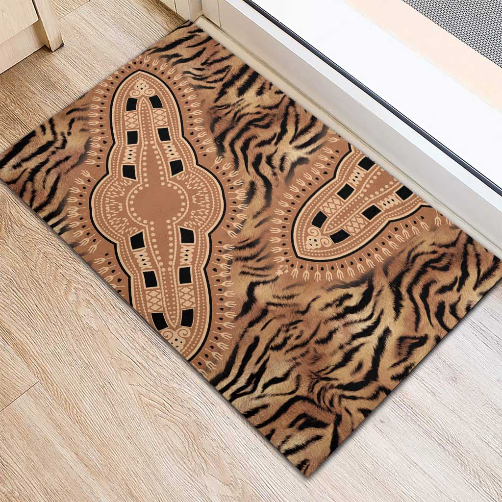Afro Tiger Mix Dashiki Tribal Pattern Rubber Doormat