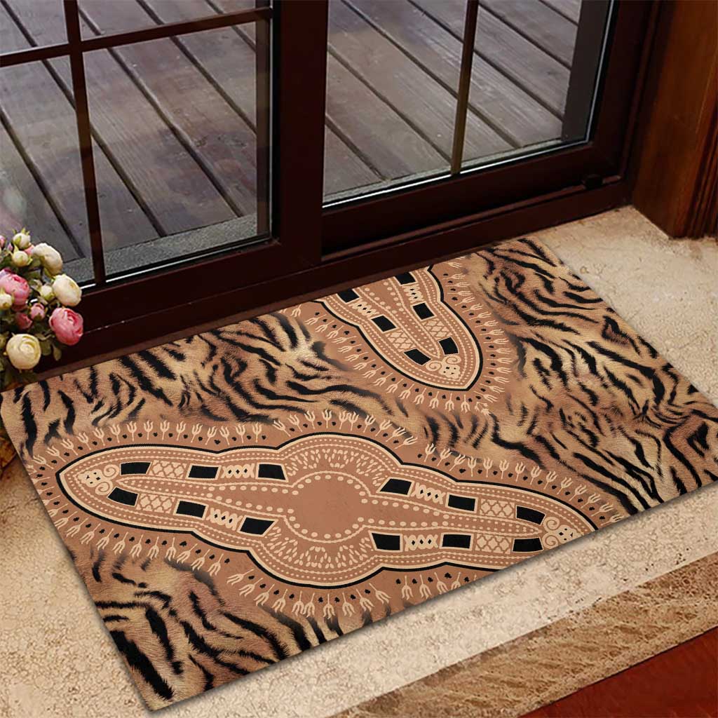 Afro Tiger Mix Dashiki Tribal Pattern Rubber Doormat