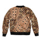 Afro Tiger Mix Dashiki Tribal Pattern Sleeve Zip Bomber Jacket