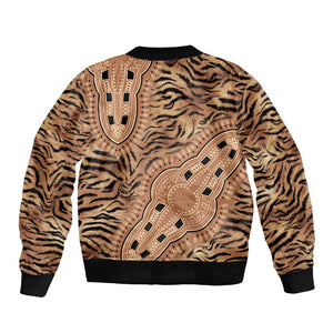 Afro Tiger Mix Dashiki Tribal Pattern Sleeve Zip Bomber Jacket