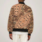 Afro Tiger Mix Dashiki Tribal Pattern Sleeve Zip Bomber Jacket