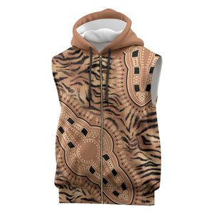 Afro Tiger Mix Dashiki Tribal Pattern Sleeveless Zip Hoodie - African Pride