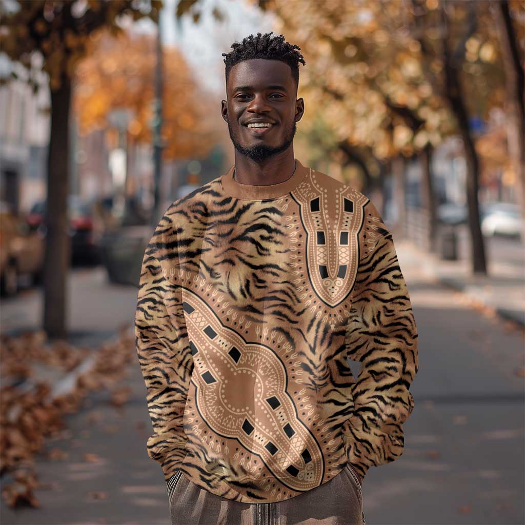 Afro Tiger Mix Dashiki Tribal Pattern Sweatshirt