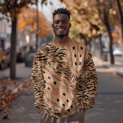 Afro Tiger Mix Dashiki Tribal Pattern Sweatshirt