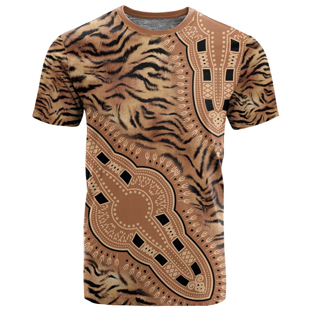Afro Tiger Mix Dashiki Tribal Pattern T shirt