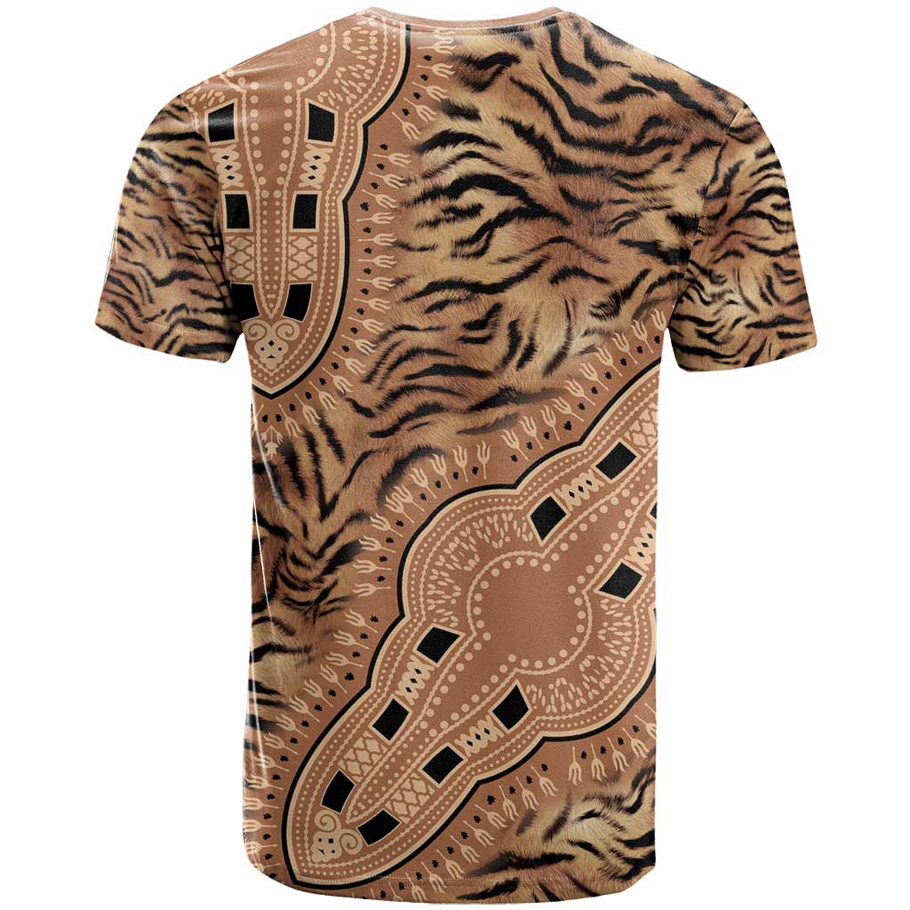 Afro Tiger Mix Dashiki Tribal Pattern T shirt