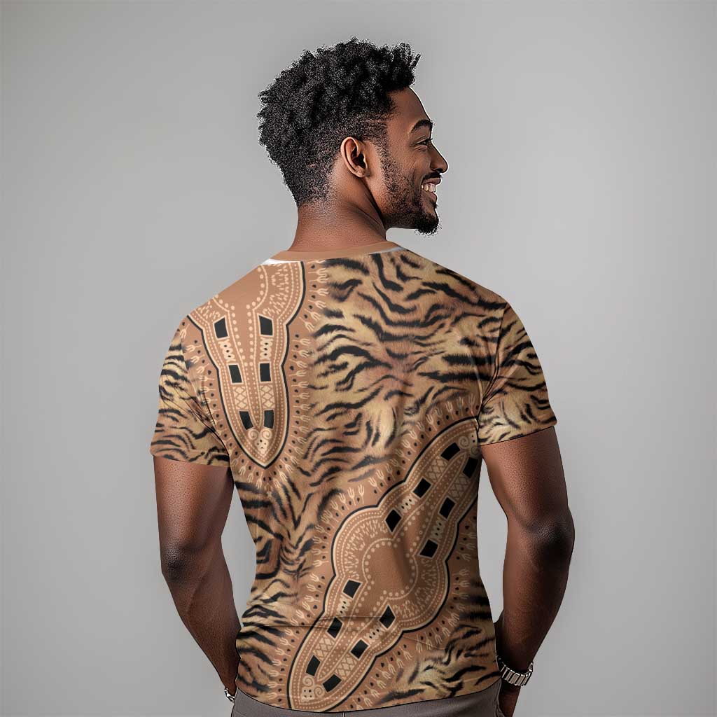 Afro Tiger Mix Dashiki Tribal Pattern T shirt