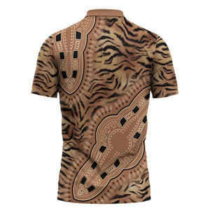 Africa Tiger Mix Dashiki Tribal Pattern Zipper Polo Shirt