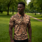 Africa Tiger Mix Dashiki Tribal Pattern Zipper Polo Shirt