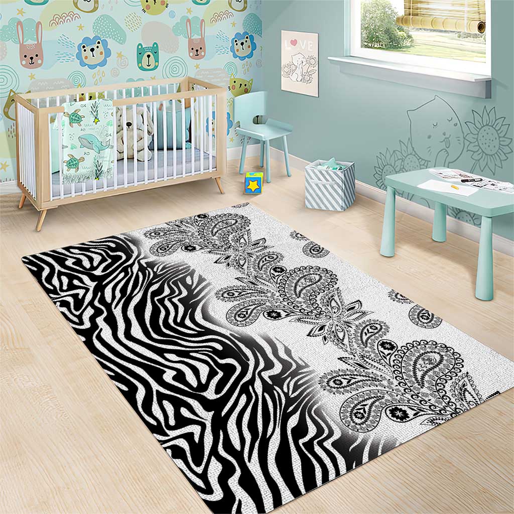 Afro Zebra Mix Paisley Tribal Pattern Area Rug