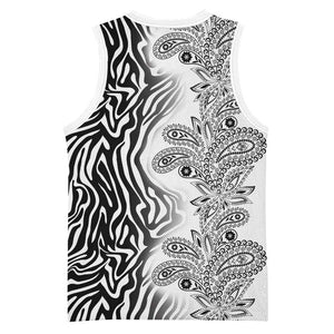 Afro Zebra Mix Paisley Tribal Pattern Basketball Jersey - African Pride
