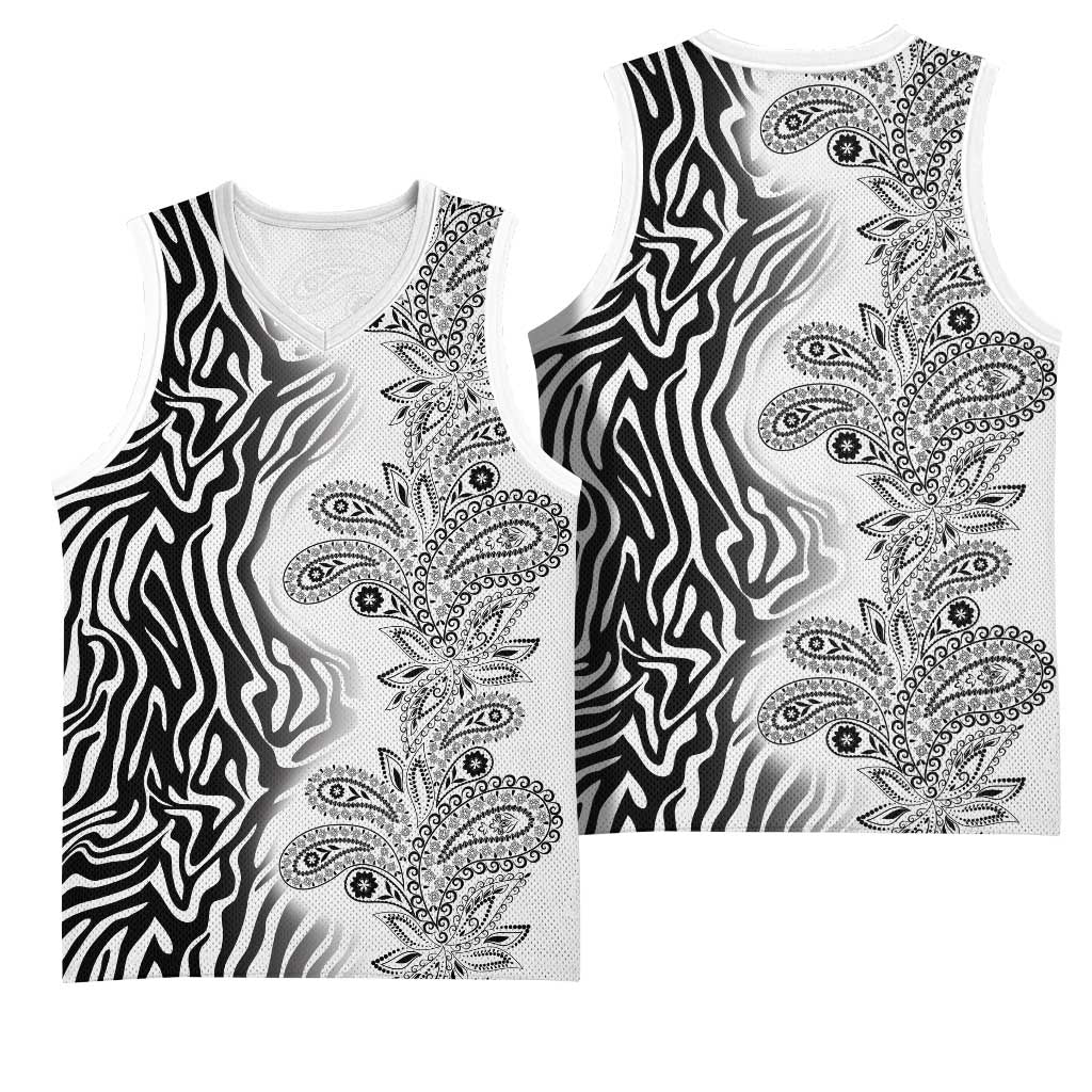 Afro Zebra Mix Paisley Tribal Pattern Basketball Jersey - African Pride