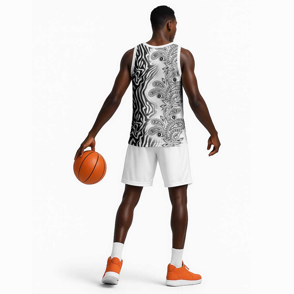 Afro Zebra Mix Paisley Tribal Pattern Basketball Jersey - African Pride