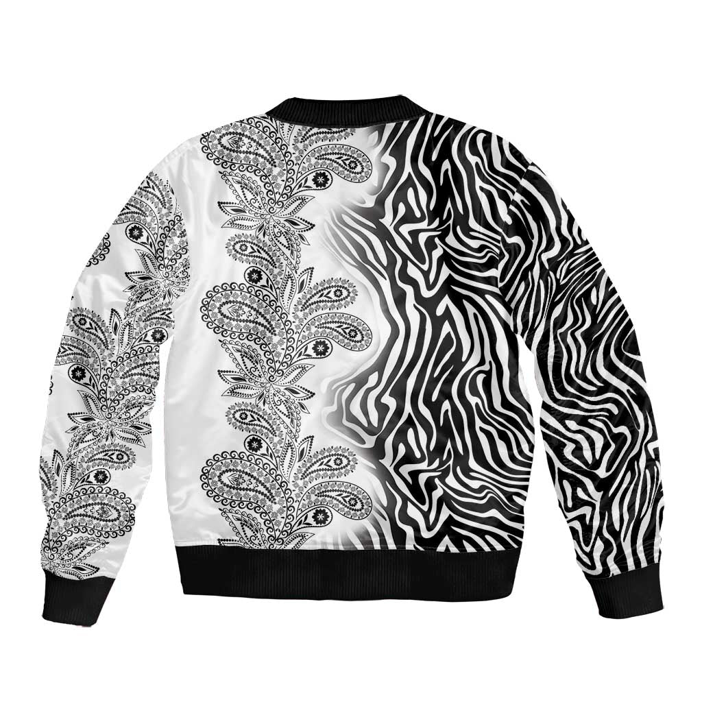 Afro Zebra Mix Paisley Tribal Pattern Bomber Jacket
