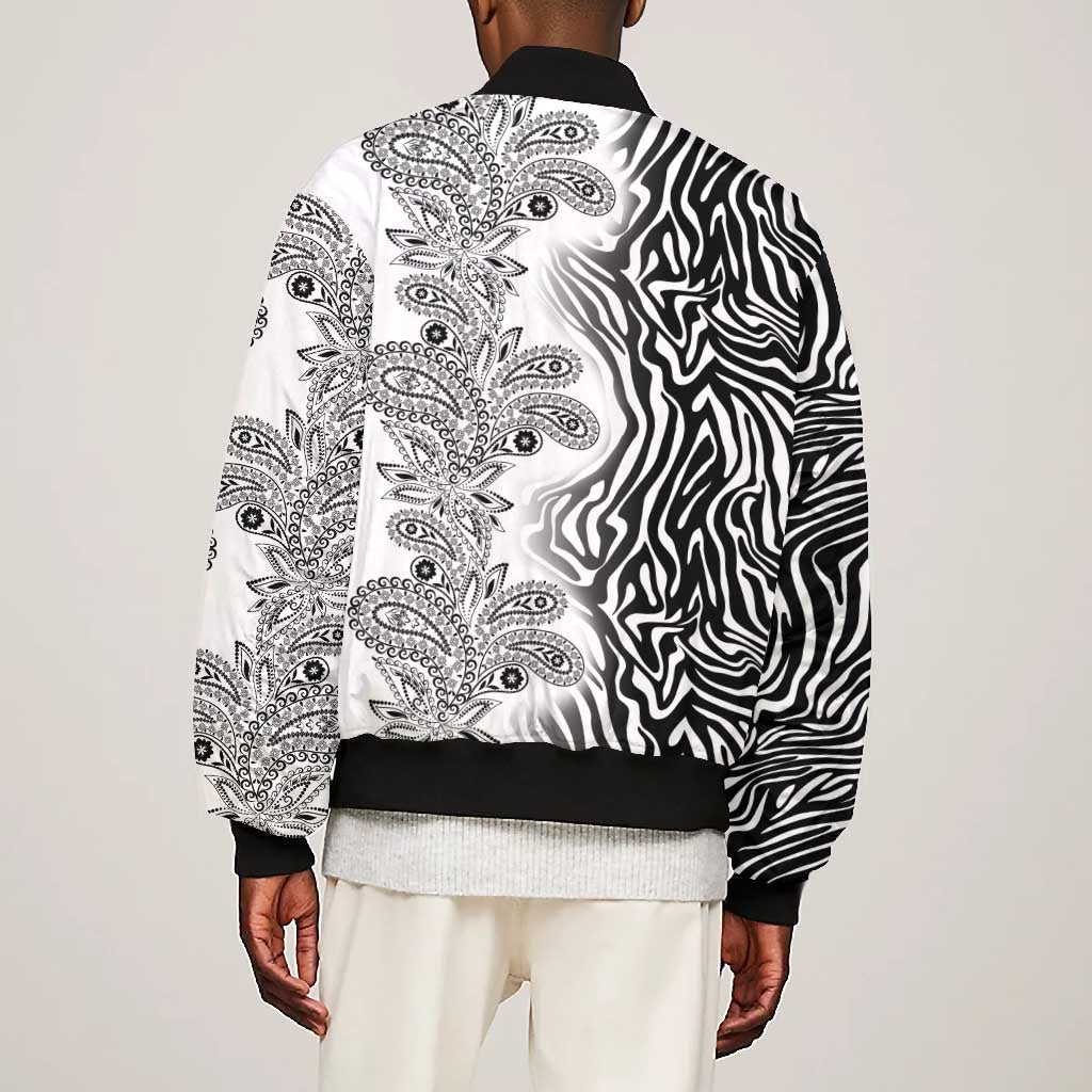 Afro Zebra Mix Paisley Tribal Pattern Bomber Jacket