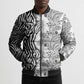 Africa Zebra Mix Paisley Tribal Pattern Bomber Puffer Jacket