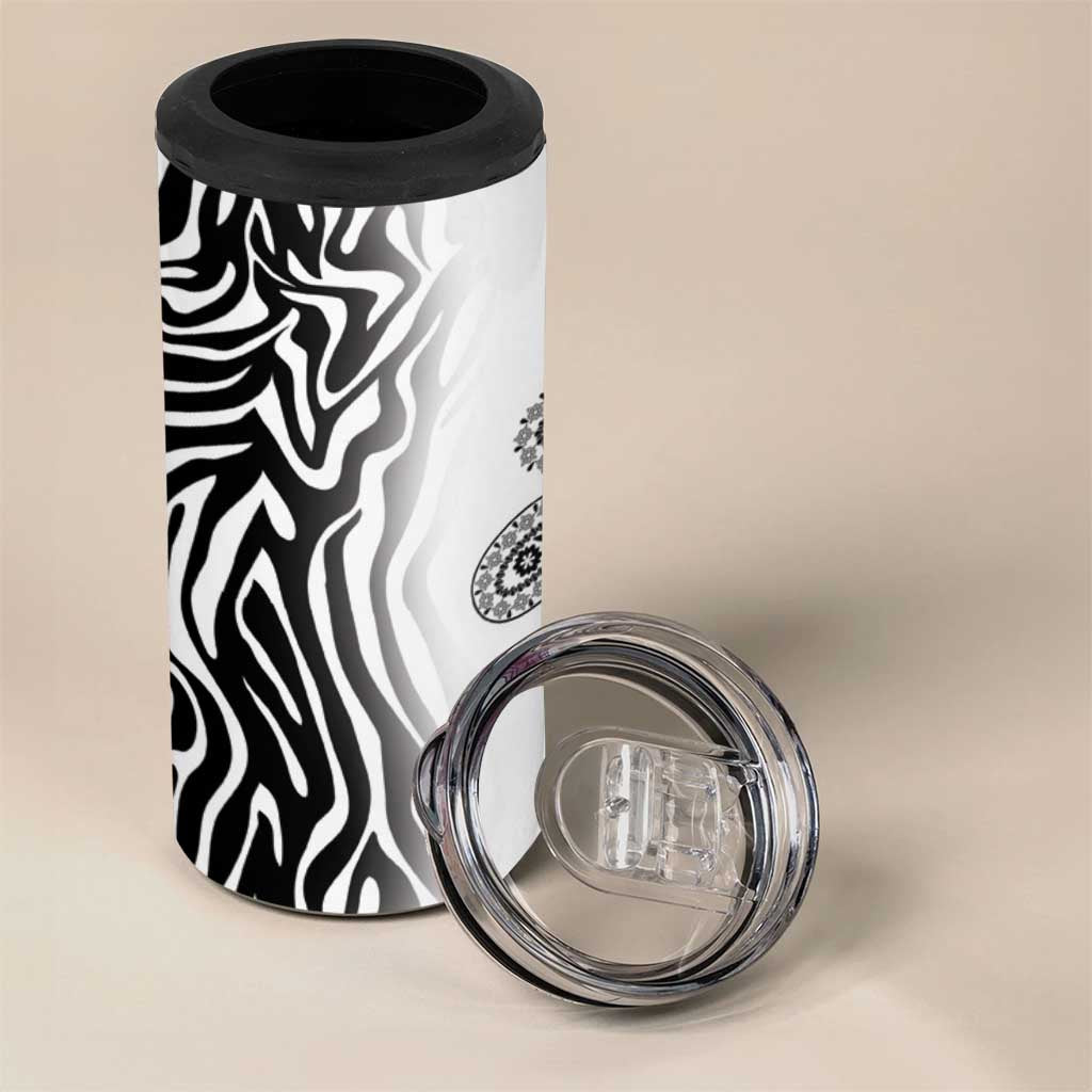 Afro Zebra Mix Paisley Tribal Pattern 4 in 1 Can Cooler Tumbler