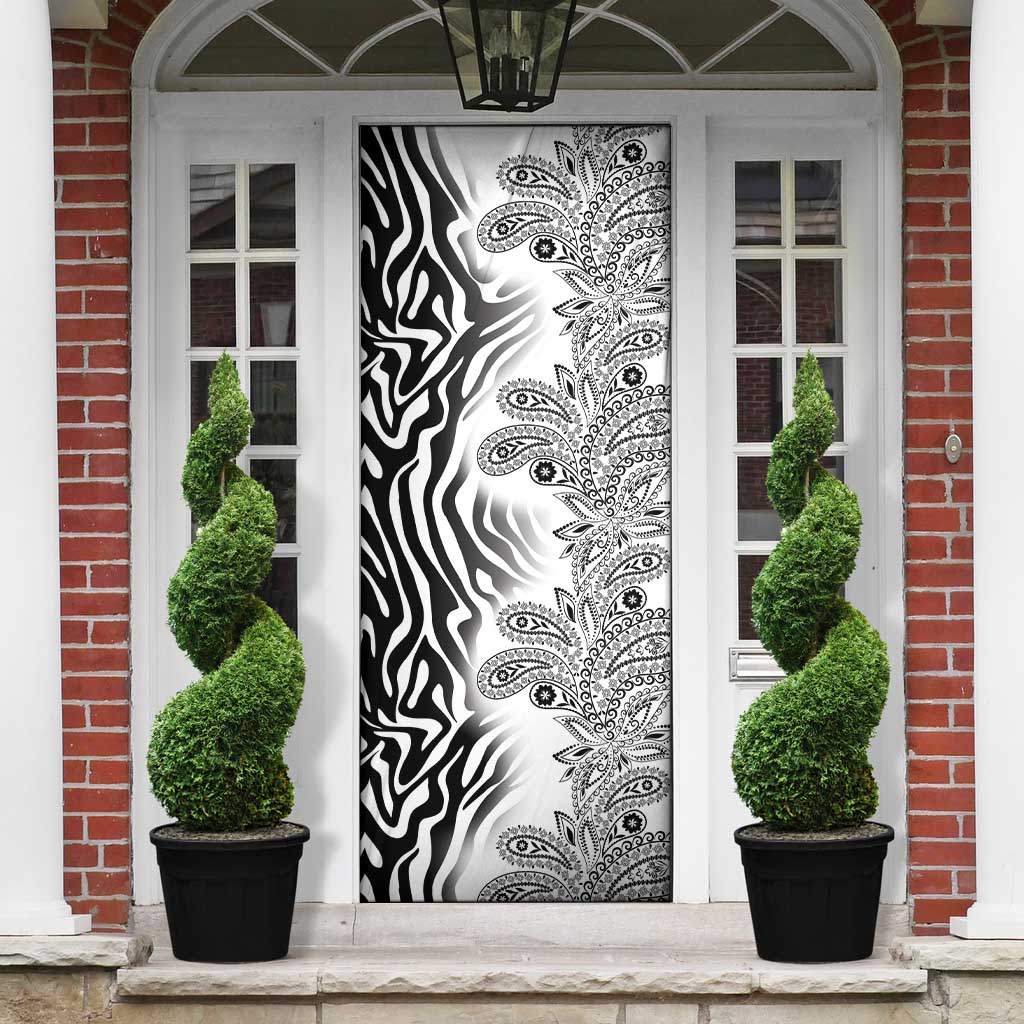 Africa Zebra Mix Paisley Tribal Pattern Door Cover