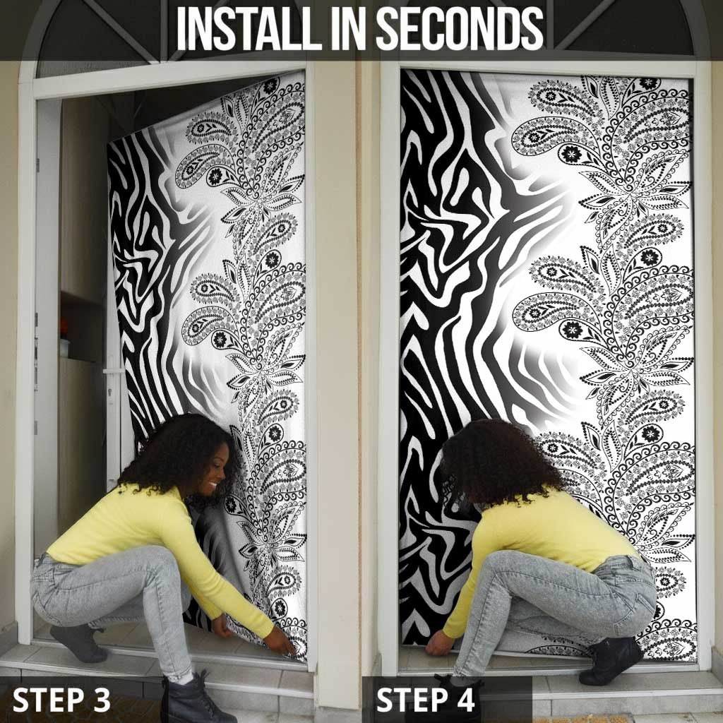 Africa Zebra Mix Paisley Tribal Pattern Door Cover