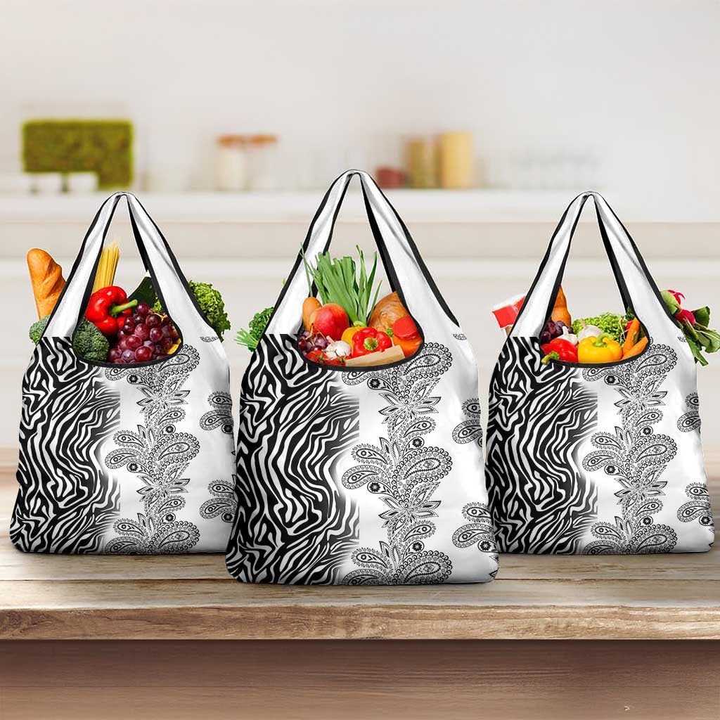 Afro Zebra Mix Paisley Tribal Pattern Grocery Bag
